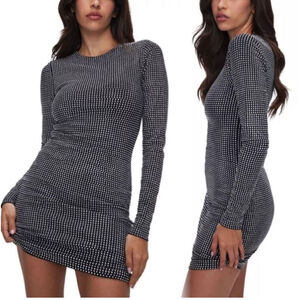 Women's GOOD AMERICAN $259 Mini Dress XS Black Silver Embellished